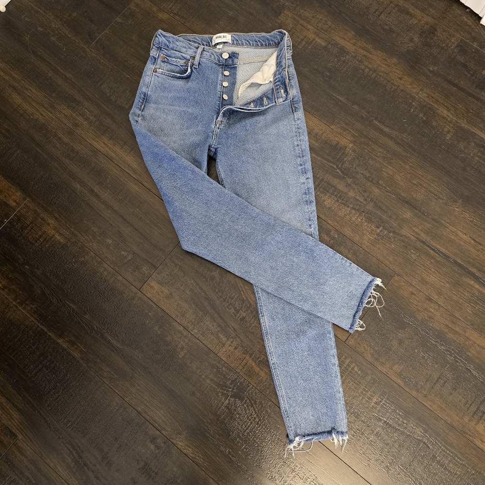 Agolde Nico High Rise Slim Fit Raw Hem Jean Sz 26
